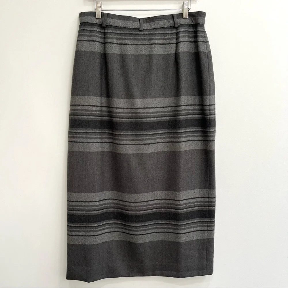 Vintage Lauren Ralph Lauren Wool Gray Wrap Skirt Maxi Blanket Skirt Size 14 - Picture 2 of 12